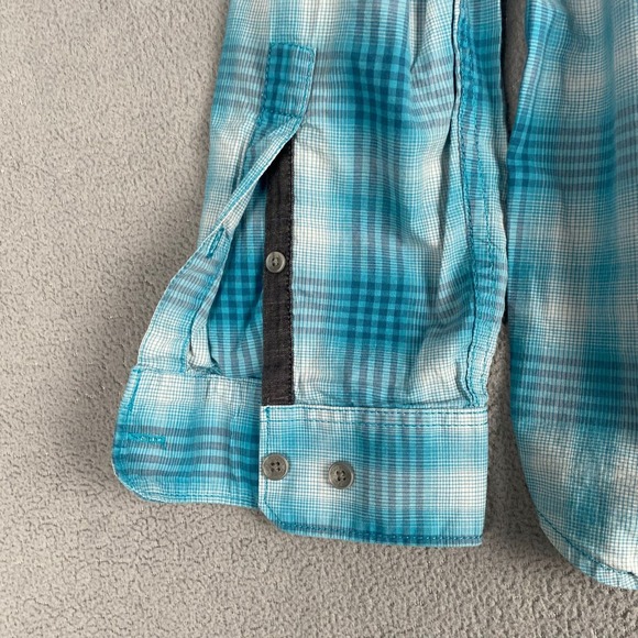 Calvin Klein Mens size Large Button Down Shirt Blue Plaid Long Sleeve - Picture 8 of 11